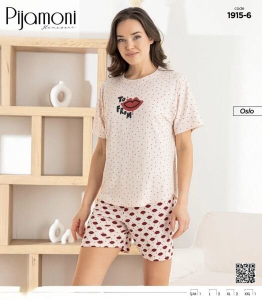 PİJAMONİ 1915-6 BAYAN OSLO KISA KOL ŞORTLU TAKIM