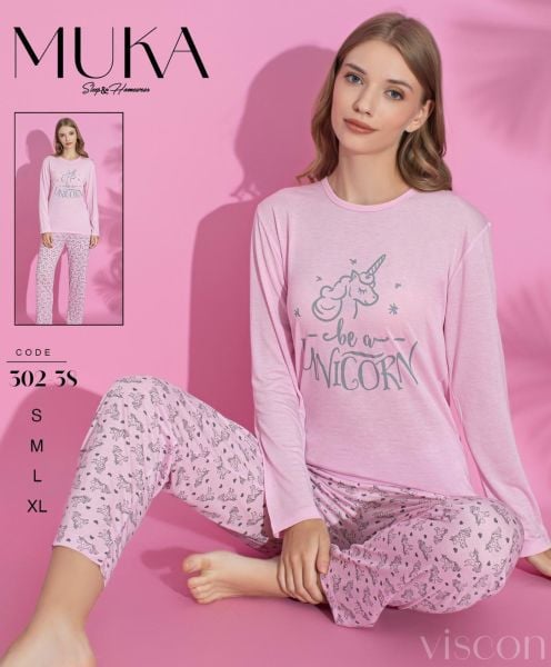 LANA 302-38 POLİVİSKON BASKILI PİJAMA TAKIM