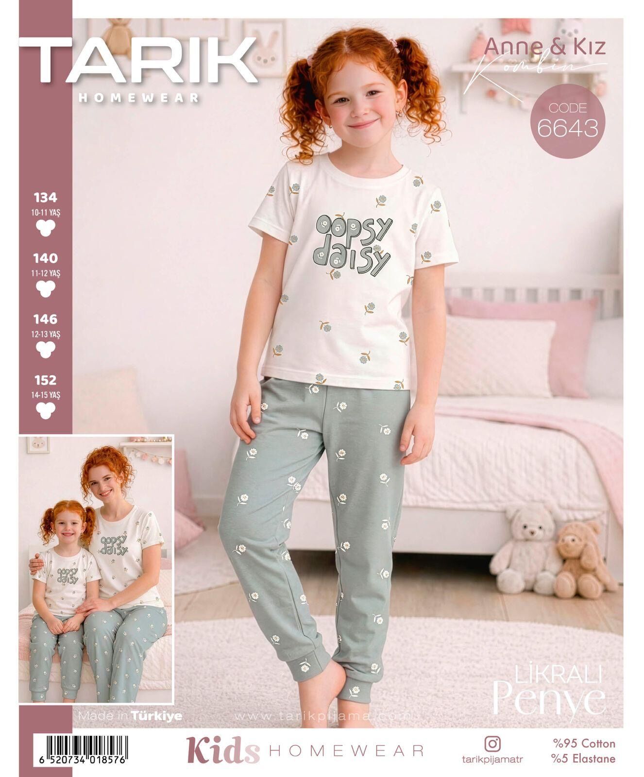 TARIK 6643 KIZ GES 10-15 YAŞ K.KOL PİJAMA TAKIM