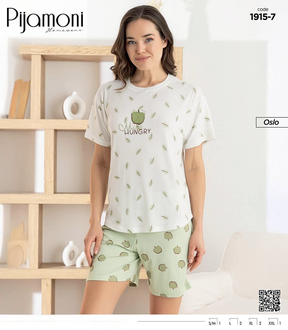 PİJAMONİ 1915-7 BAYAN OSLO KISA KOL ŞORTLU TAKIM