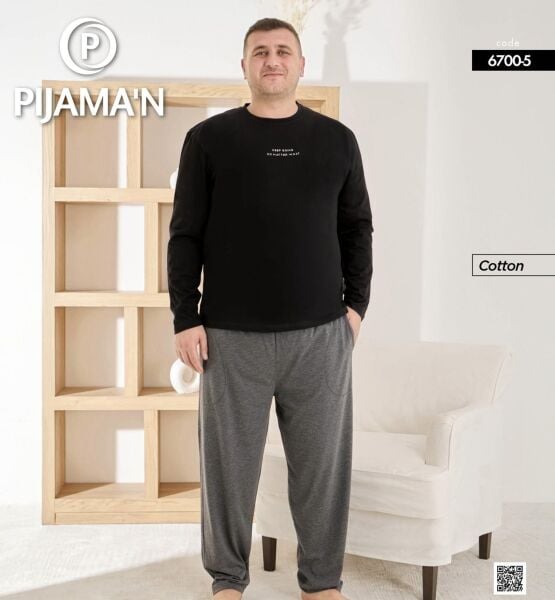 PİJAMAN 6700-5 ERKEK PENYE BATTAL PİJAMA TAKIM