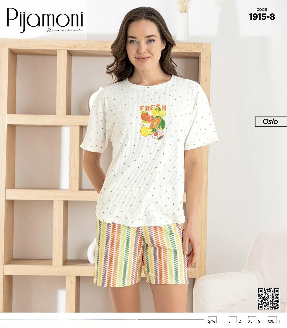 PİJAMONİ 1915-8 BAYAN OSLO KISA KOL ŞORTLU TAKIM