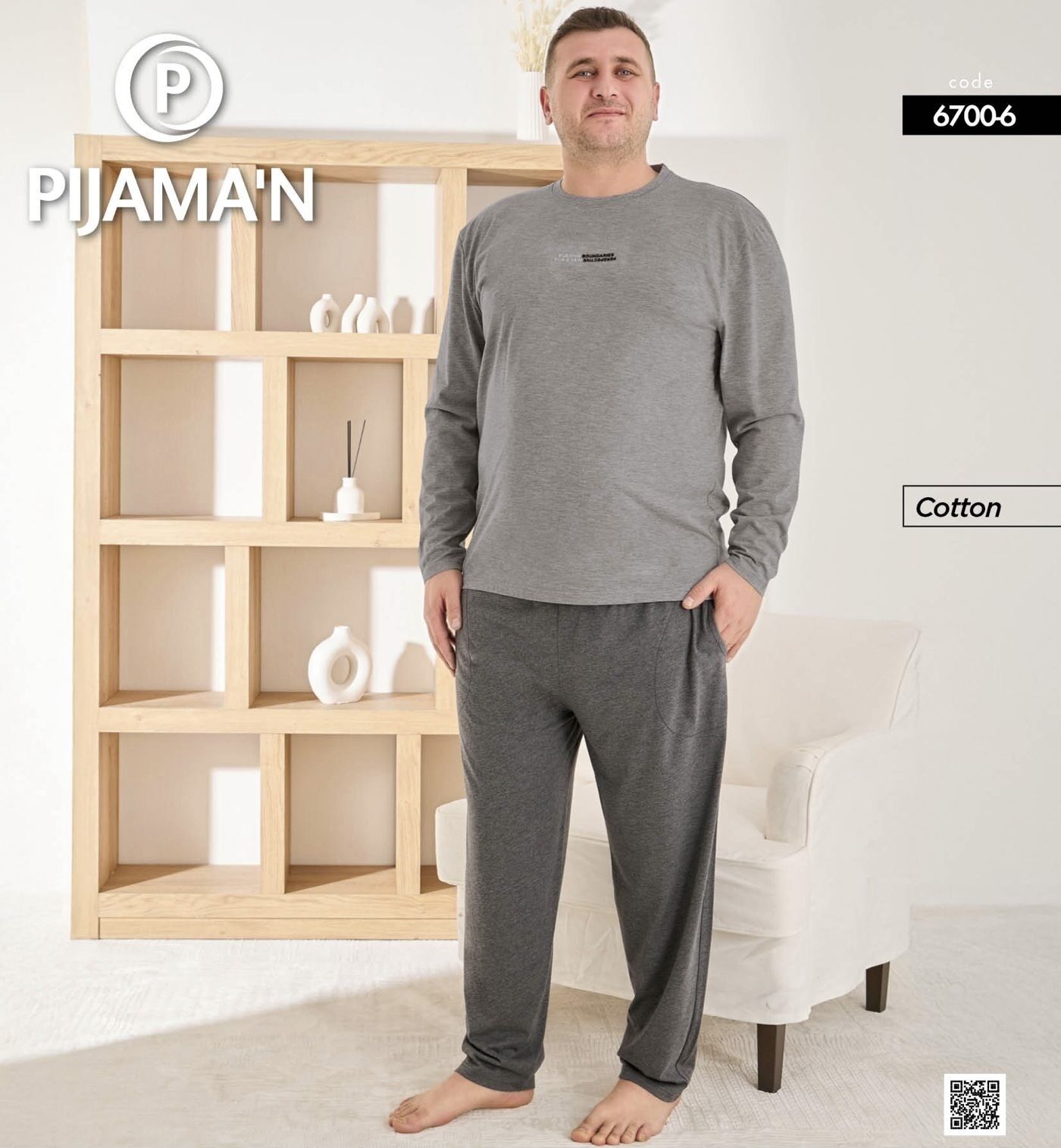 PİJAMAN 6700-6 ERKEK PENYE BATTAL PİJAMA TAKIM