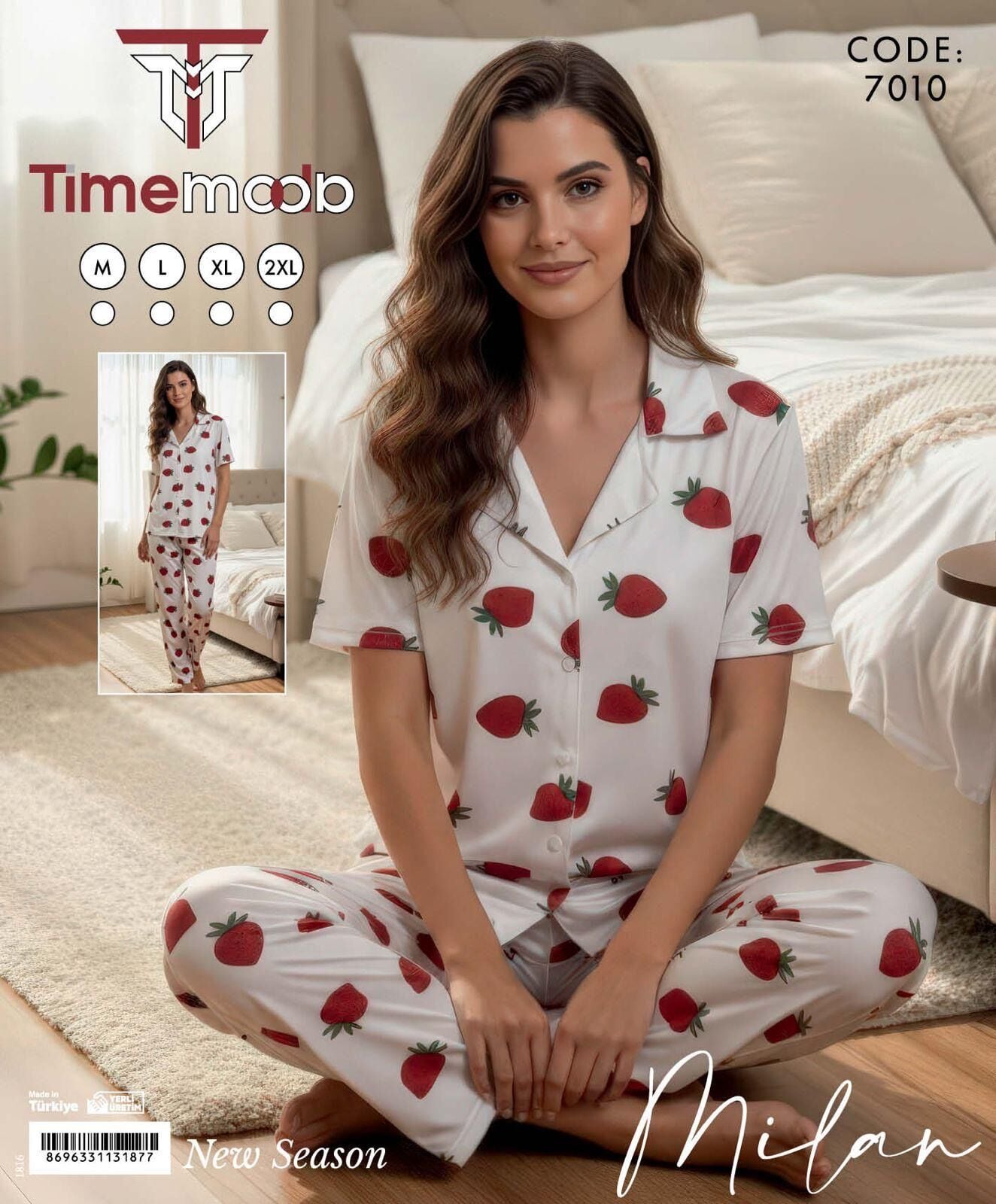 TİME MODA 7010 MİLAN GÖMLEK KISA KOL PİJAMA TAKIM