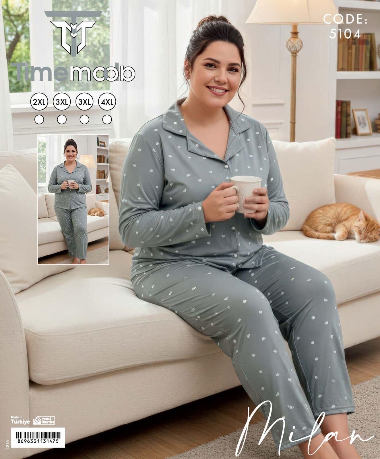 TİME MODA 5104 MİLAN BATTAL GÖMLEK PİJAMA TAKIM