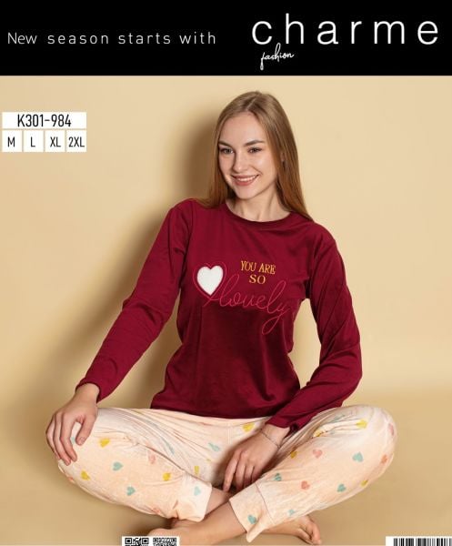 CHARME K301-984 BAYAN KADİFE PİJAMA TAKIM