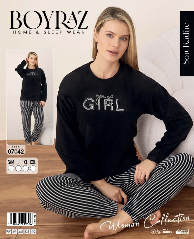 BOYRAZ 07042 SOFT KADİFE PİJAMA TAKIM