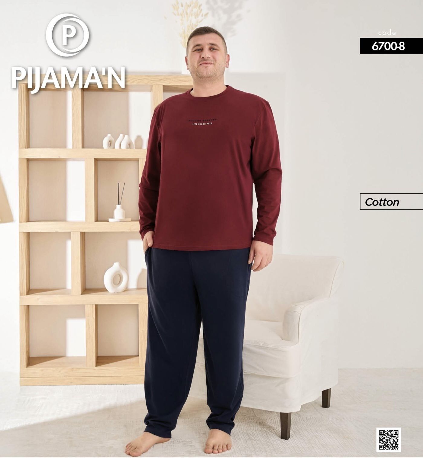 PİJAMAN 6700-8 ERKEK PENYE BATTAL PİJAMA TAKIM