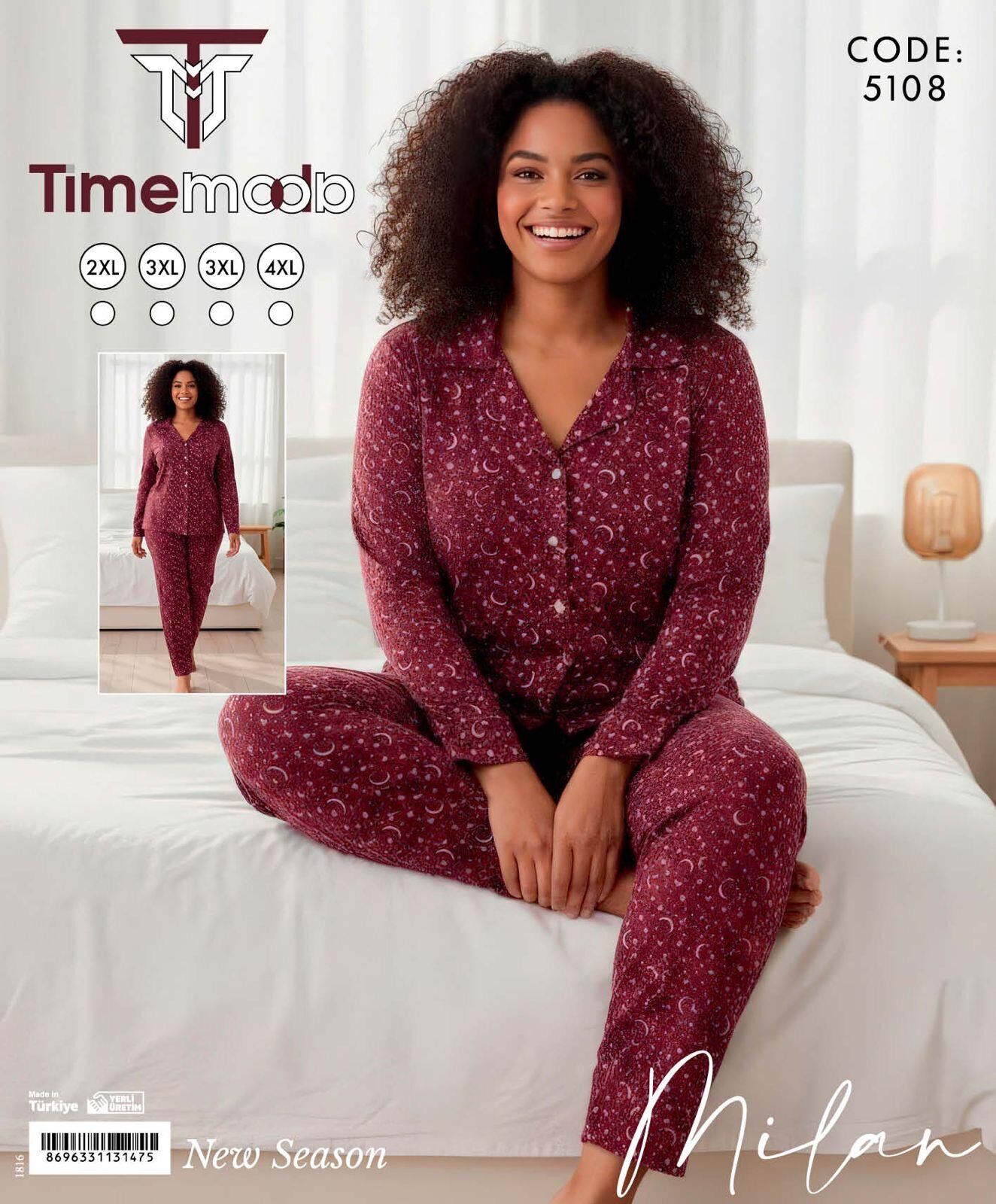 TİME MODA 5108 MİLAN BATTAL GÖMLEK PİJAMA TAKIM