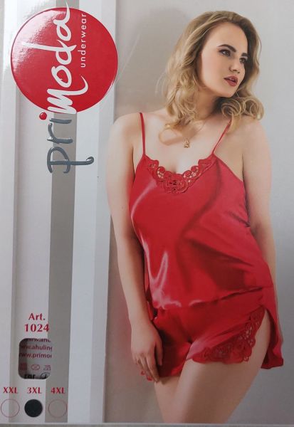 PRİMODA 1024 SATEN BATTAL BABYDOLL ŞORT TAKIM