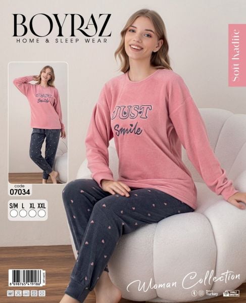 BOYRAZ 07034 SOFT KADİFE PİJAMA TAKIM