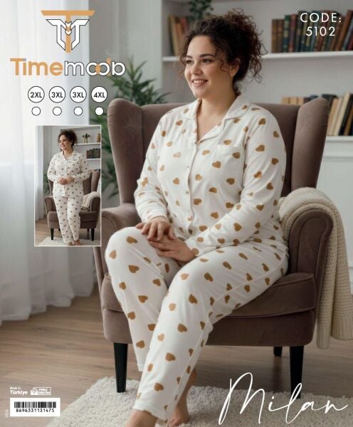 TİME MODA 5102 MİLAN BATTAL GÖMLEK PİJAMA TAKIM