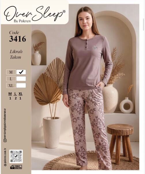 OVER SLEEP 3416  BAYAN  LYC SÜPREM  PİJAMA TAKIM