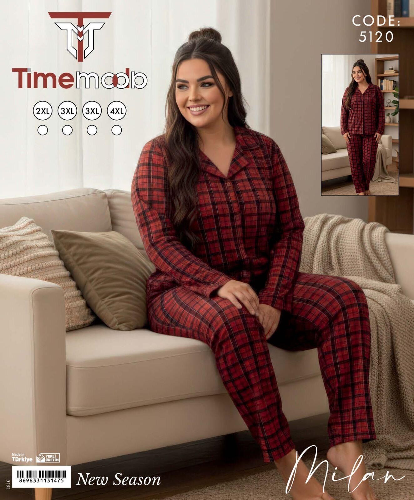 TİME MODA 5120 MİLAN BATTAL GÖMLEK PİJAMA TAKIM