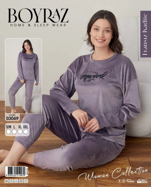 BOYRAZ 03069 FRANSIZ KADİFE PİJAMA TAKIM