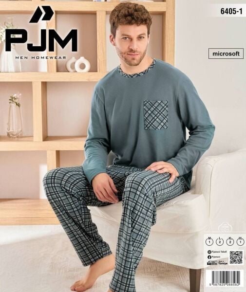 PJM 6405-1 ERKEK MİCROSOFT BİS.YAKA PİJAMA TAKIM