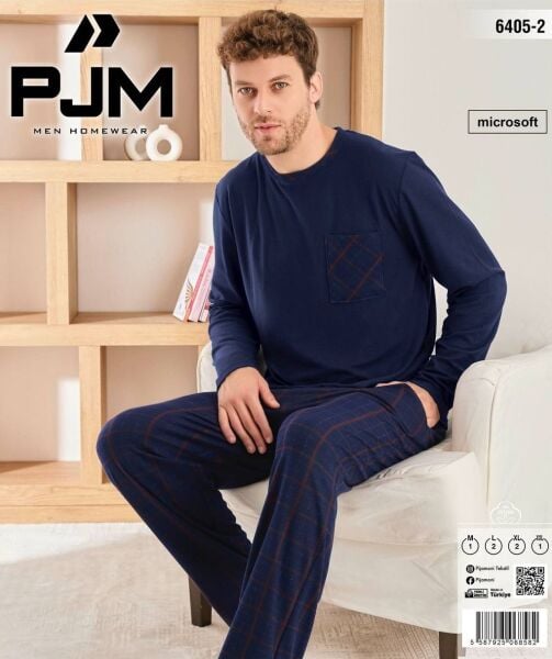 PJM 6405-2 ERKEK MİCROSOFT BİS.YAKA PİJAMA TAKIM