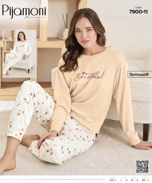 PİJAMONİ 7900-11 BAYAN TERMOSOFT PİJAMA TAKIM