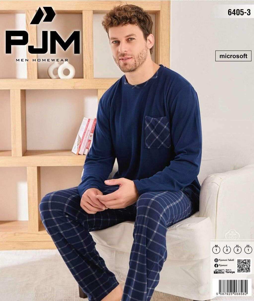 PJM 6405-3 ERKEK MİCROSOFT BİS.YAKA PİJAMA TAKIM