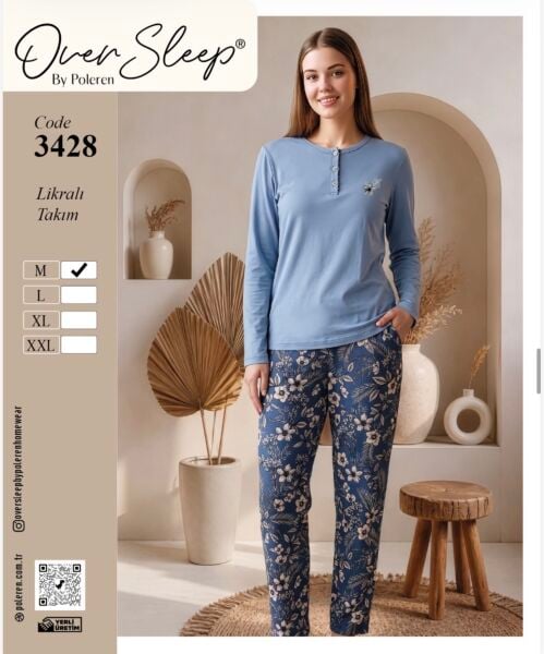OVER SLEEP 3428  BAYAN  LYC SÜPREM  PİJAMA TAKIM
