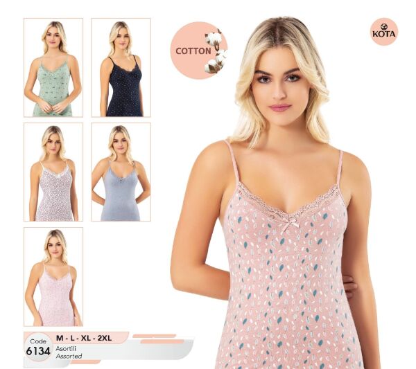 KOTA 6134 BAYAN BATTAL BASKILI İP ASKI ATLET ASORTİ - XXL