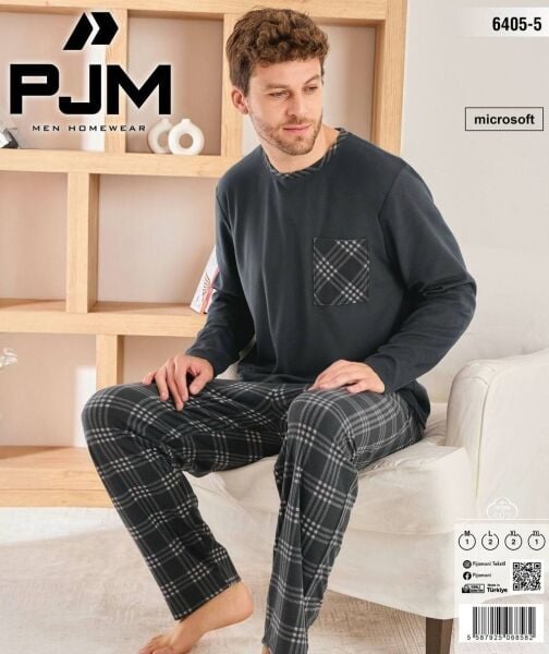 PJM 6405-5 ERKEK MİCROSOFT BİS.YAKA PİJAMA TAKIM