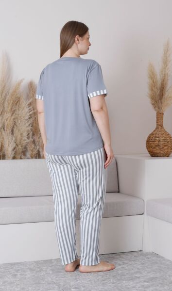 PİJAMONİ 7665-2 MİLAN BATTAL KISA KOL PİJAMA TAKIM