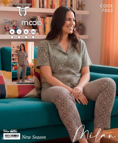 TİME MODA 7002 MİLAN GÖMLEK KISA KOL PİJAMA TAKIM
