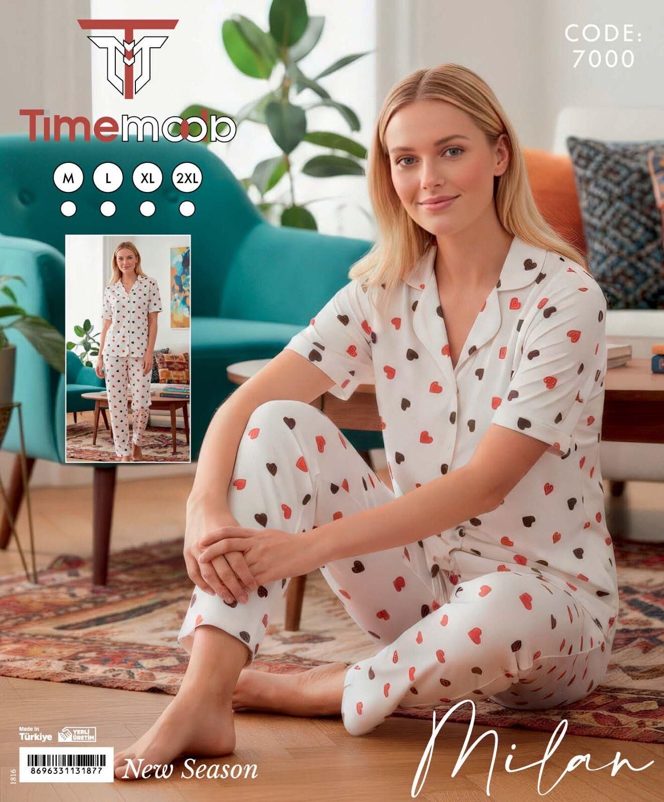 TİME MODA 7000 MİLAN GÖMLEK KISA KOL PİJAMA TAKIM