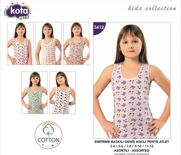 KOTA 3412 KIZ BASKILI GENİŞ ASKI ATLET
