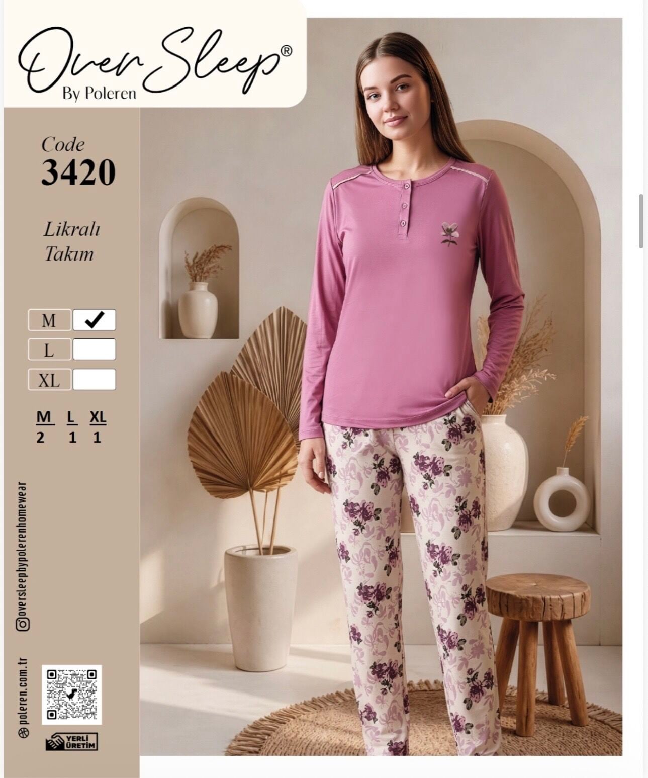 OVER SLEEP 3420  BAYAN  LYC SÜPREM  PİJAMA TAKIM