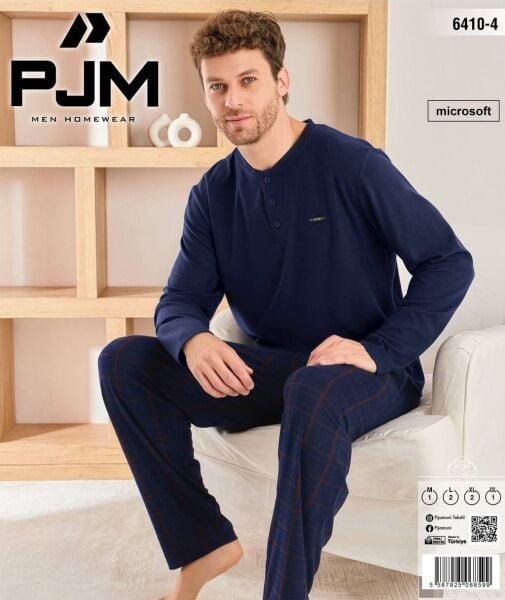 PJM 6410-4 ERKEK MİCROSOFT BİS.YAKA PİJAMA TAKIM