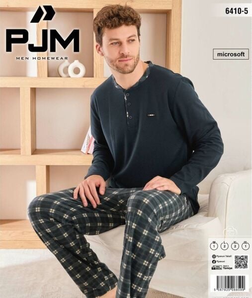 PJM 6410-5 ERKEK MİCROSOFT BİS.YAKA PİJAMA TAKIM