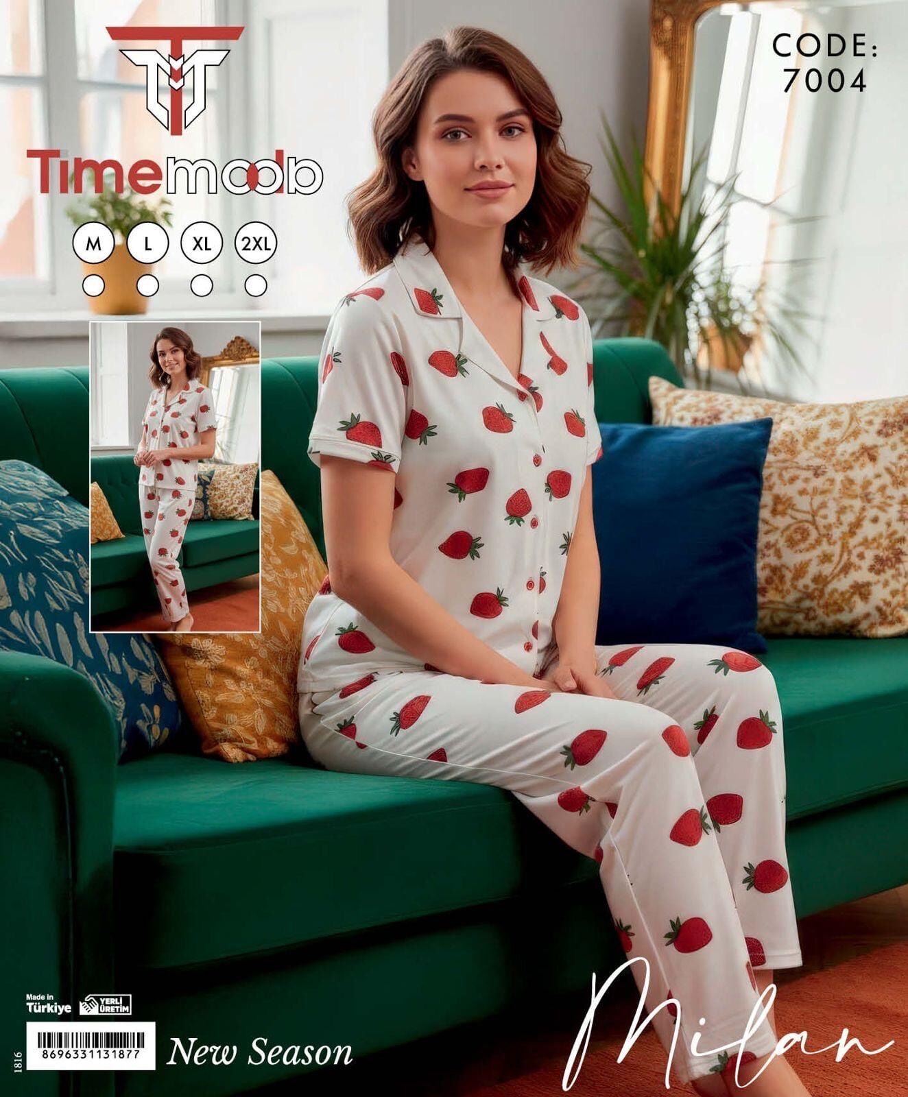 TİME MODA 7004 MİLAN GÖMLEK KISA KOL PİJAMA TAKIM