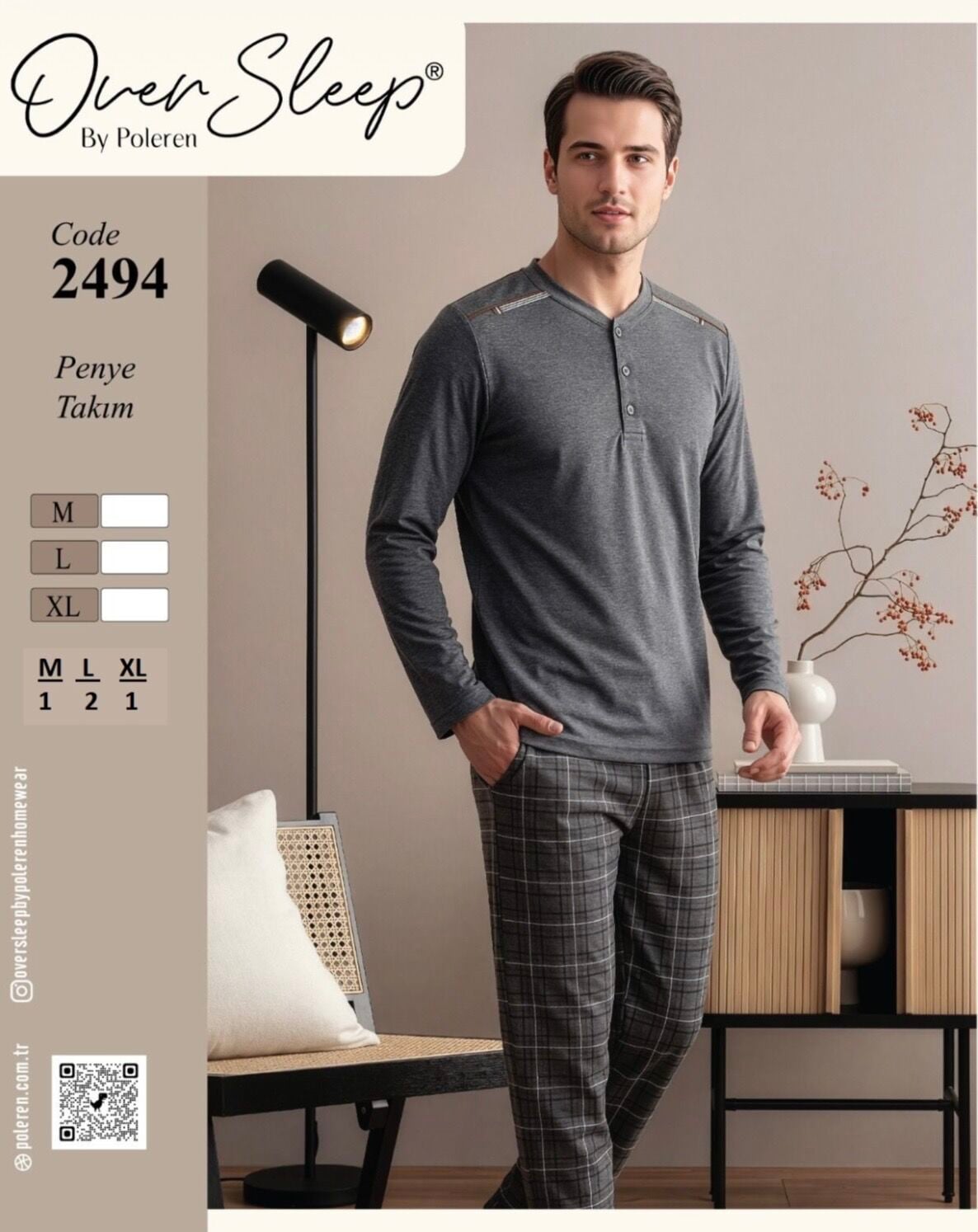 OVER SLEEP 2494 ERKEK SÜPREM DESENLİ PİJAMA TAKIM