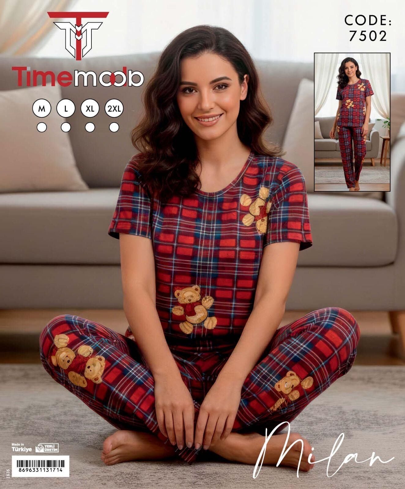 TİME MODA 7502 MİLAN KISA KOL PİJAMA TAKIM