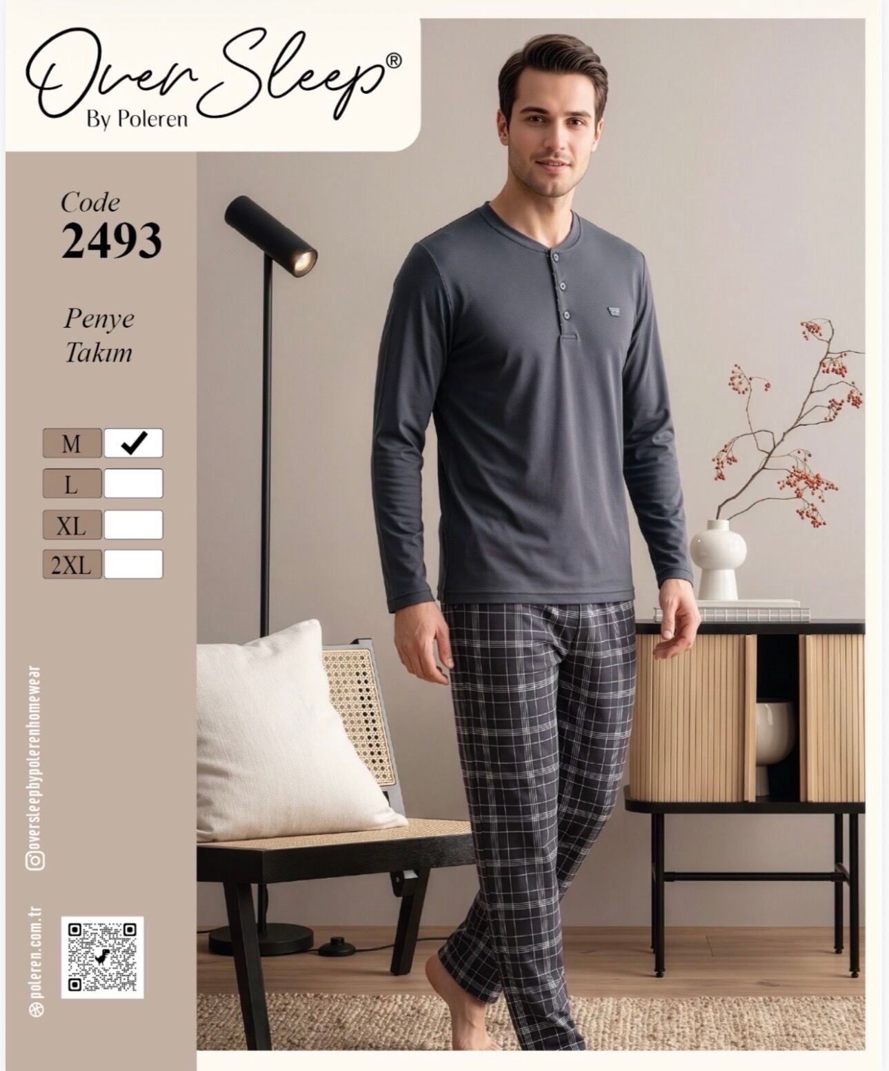 OVER SLEEP 2493 ERKEK SÜPREM DESENLİ PİJAMA TAKIM