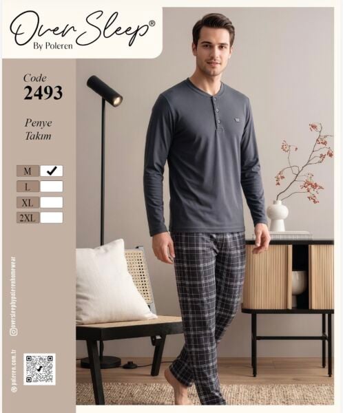 OVER SLEEP 2493 ERKEK SÜPREM DESENLİ PİJAMA TAKIM