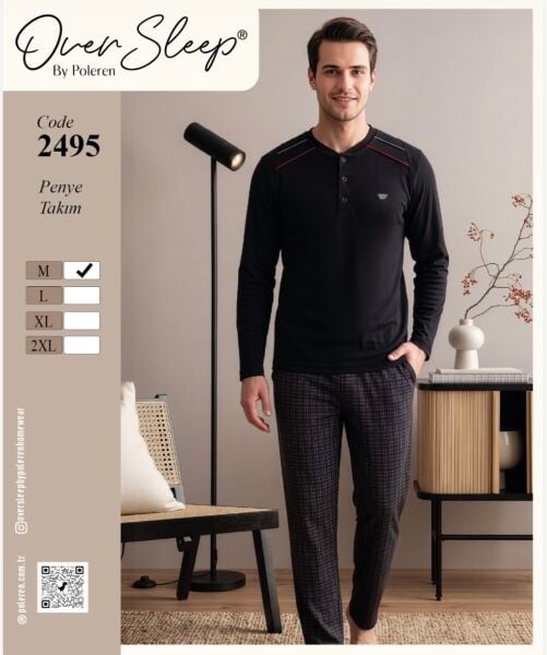 OVER SLEEP 2495 ERKEK SÜPREM DESENLİ PİJAMA TAKIM