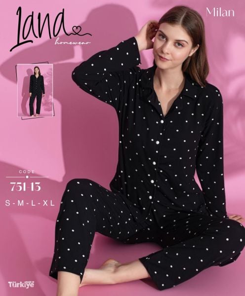 LANA 751-13 BAYAN MİLAN GÖMLEK PİJAMA TAKIM