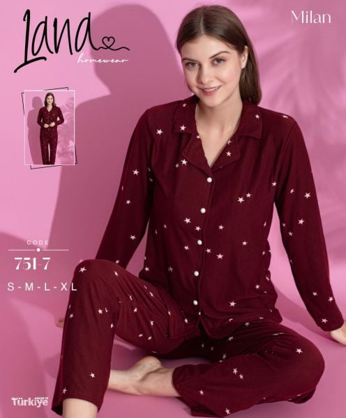 LANA 751-7 BAYAN MİLAN GÖMLEK PİJAMA TAKIM