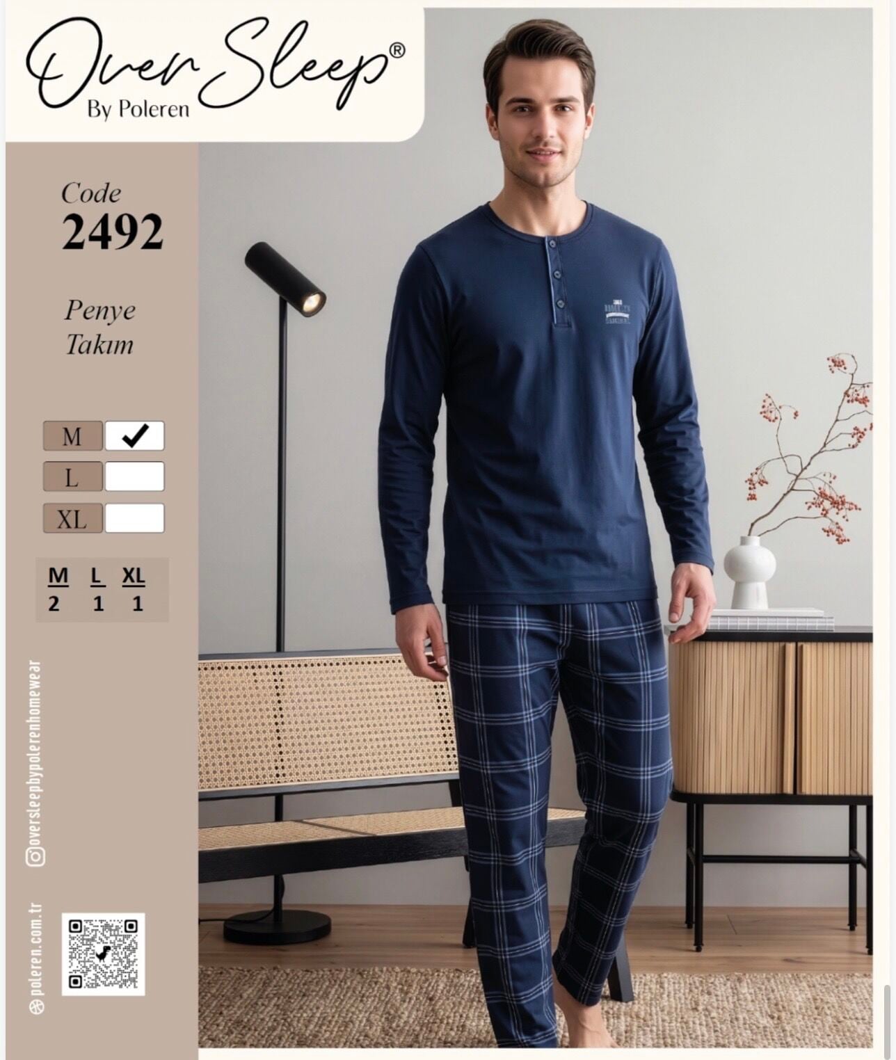 OVER SLEEP 2492 ERKEK SÜPREM DESENLİ PİJAMA TAKIM