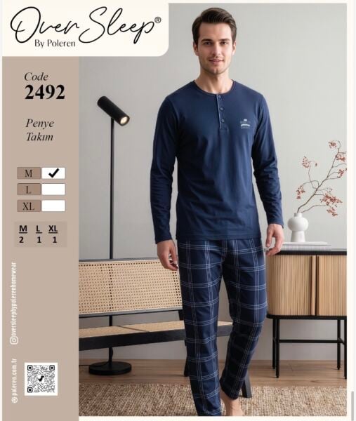 OVER SLEEP 2492 ERKEK SÜPREM DESENLİ PİJAMA TAKIM