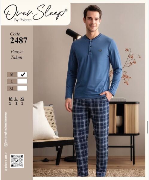 OVER SLEEP 2487 ERKEK SÜPREM DESENLİ PİJAMA TAKIM