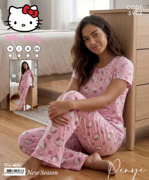 TİME MODA 5906 BAYAN PENYE KOSA KOL PİJAMA TAKIM