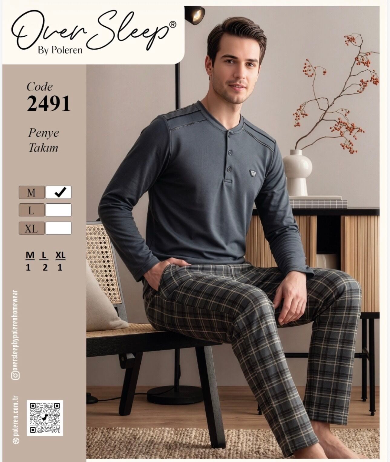 OVER SLEEP 2491 ERKEK SÜPREM DESENLİ PİJAMA TAKIM
