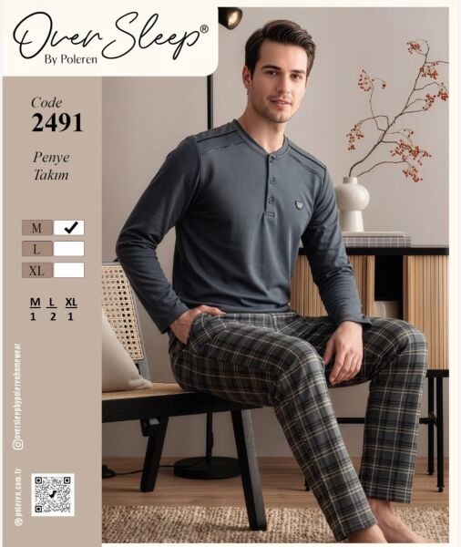 OVER SLEEP 2491 ERKEK SÜPREM DESENLİ PİJAMA TAKIM