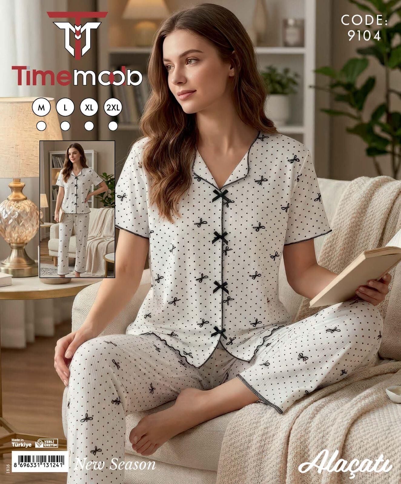 TİME MODA 9104 ALAÇATI KISA KOL PİJAMA TAKIM
