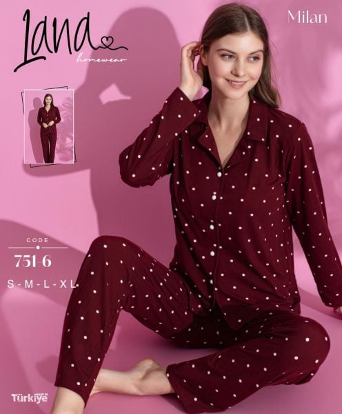LANA 751-6 BAYAN MİLAN GÖMLEK PİJAMA TAKIM