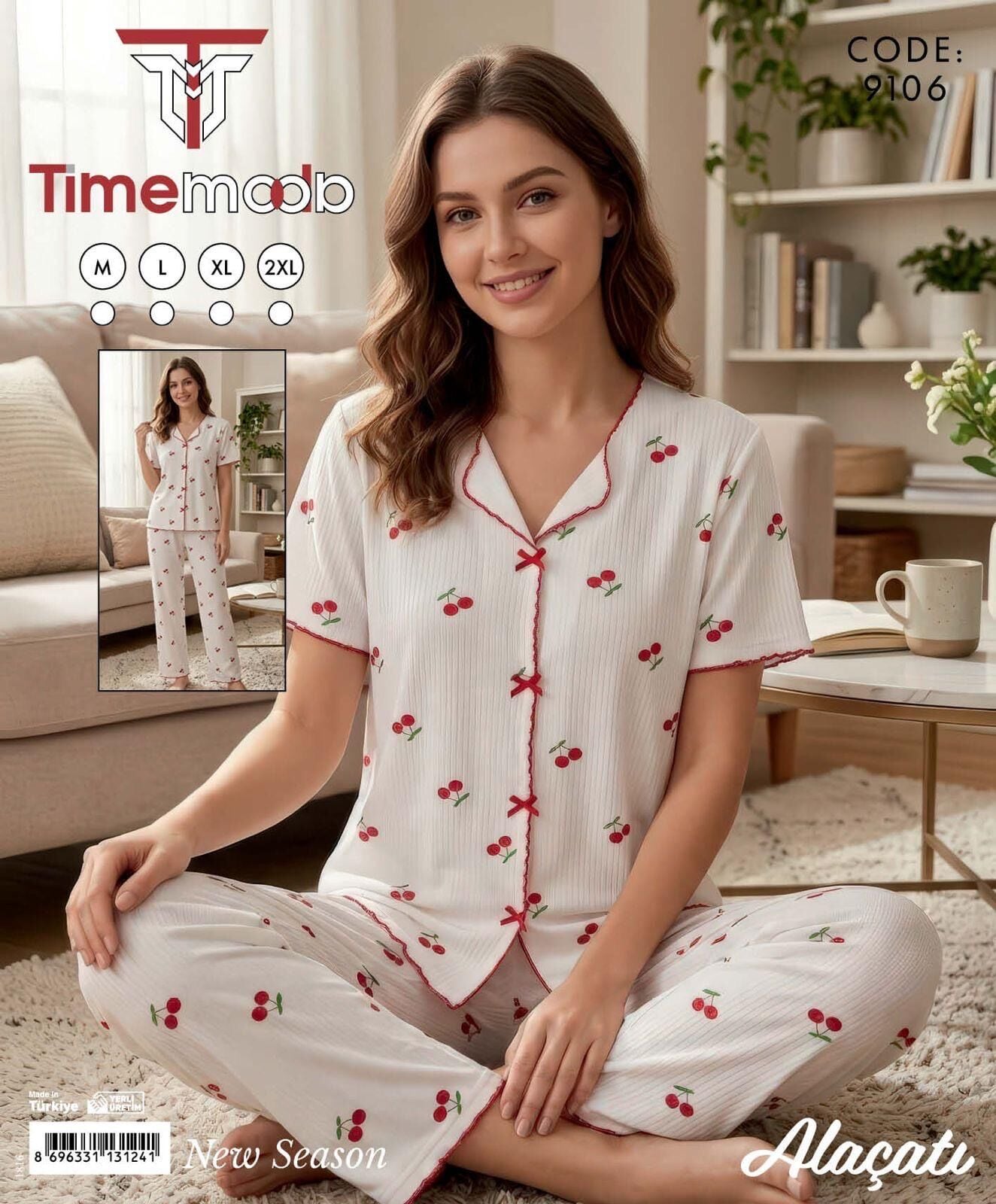 TİME MODA 9106 ALAÇATI KISA KOL PİJAMA TAKIM